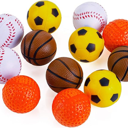 CHIWAVA 12 Pack 1.6 Inch Soft Rubber Foam Cat Toy Ball Sponge Sport Balls Kitten Interactive Toy Assorted Color