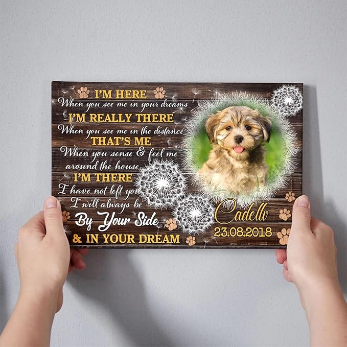 Dem Canvas Personalized Photo Canvas Prints, Dog Loss Gifts, By Your Side, Pet Memorial Gifts, Dog Death Sympathy Gifts, Dog Cat Passing Away Loss Gift Dog Grieving Gifts (12x08)