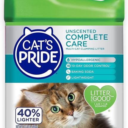 Cat's Pride Premium Lightweight Clumping Litter: Complete Care - Up to 10 Days of Powerful Odor Control - Hypoallergenic - Multi-Cat, Unscented, 10 Pounds