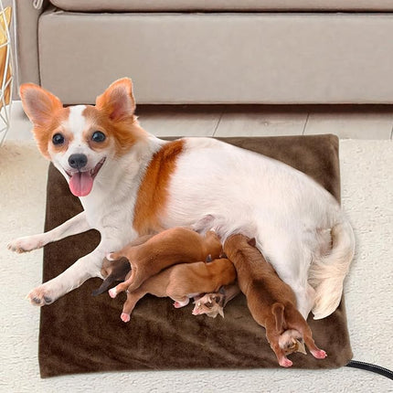 NAMOTEK Pet Heating Pad, Waterproof Heated Mat with Chew Resistant Cord Safe Electric Auto Constant Temperature Heating Pad for Dogs and Cats Indoor Warming Pad 19.7" x15.7"