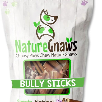 Nature Gnaws Bully Stick Bites for Small Dogs 2-4" (8oz) - Long Lasting for Light Chewers and Puppies - Natural Beef Dog Chew Treats - Rawhide Free