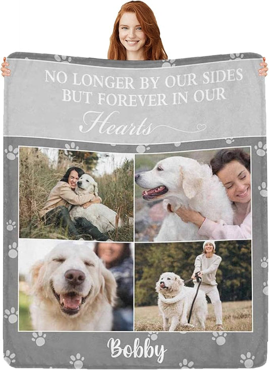 Custom Dog Memorial Gifts for Loss of Pet Cat, Personalized Dog Memorial Blanket with Photos, Pet Memorial Gifts, Pet Loss Gifts, Pet Memorial Throw Blanket, Remembrance Sympathy Bereavement Gifts