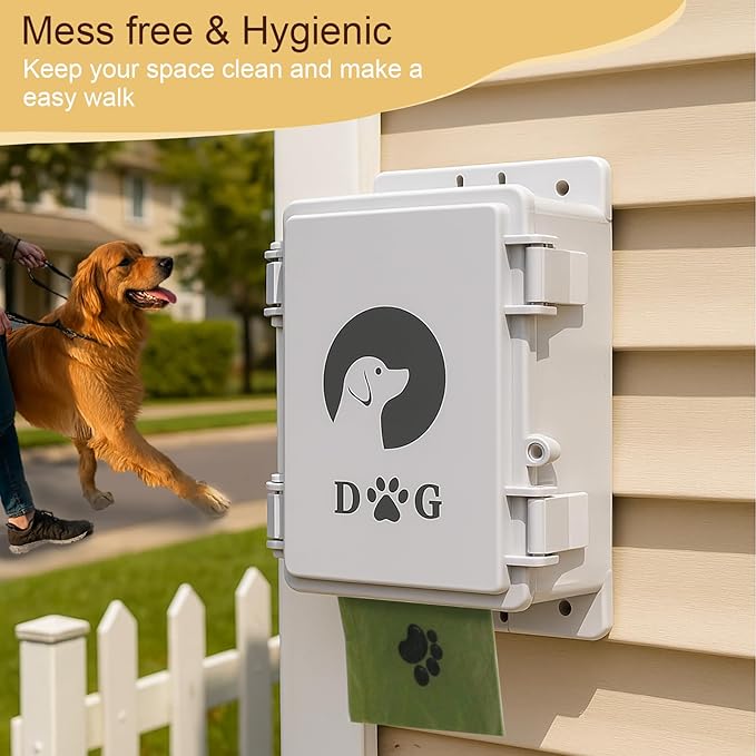 Wall Mount Dog Poop Bag Dispenser, Outdoor Dog Poop Bag Holder,Heavy Duty & Waterproof, ABS Plastic Material, Suitable for Yard Patio Garage Lawn Pet Waste Station