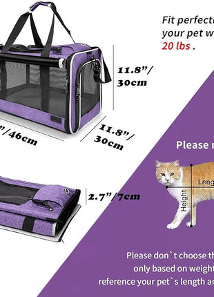 Carrying Bag for Yorkie Dog Travel Kennel Ventilated Softside Pet Carrier Tiny Dog Crate for Teacup Poodle 12lb Large Kitty Transport Cage with Cover Chihuahua Supply Purple