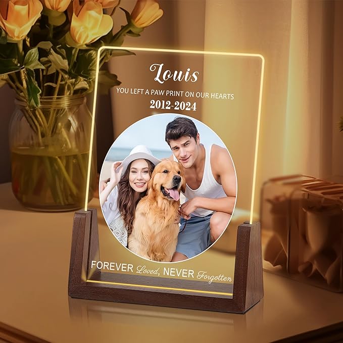 Custom Pet Memorial Gifts for Dogs, Dog Memorial Gifts for Loss of Dog, Dog Memorial Night Light, Cat Loss Sympathy Gifts, Dog Memorial Gifts for Loss of Dog, Pet Gift Acrylic Plaque