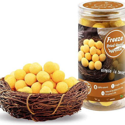 Freeze Dried Cat and Dog Treats, Limited Ingredient Quail Egg Yolk Healthy Tasty Snacks for Training (4.6 Ounce)