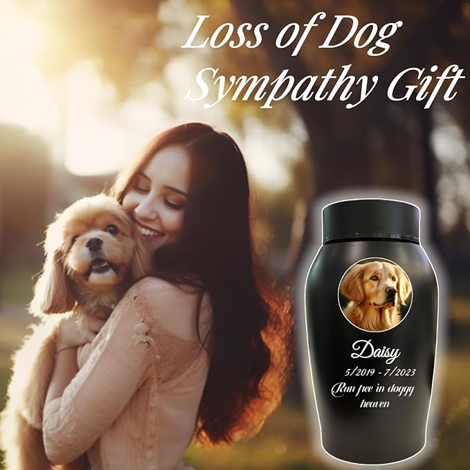 Personalized Dog Urn, Stainless Steel Cremation urns for Pets Ashes, Custom Photo Pet Memorials Pet Urn, CremationUrn for Pet Ashes(Heteroideus)