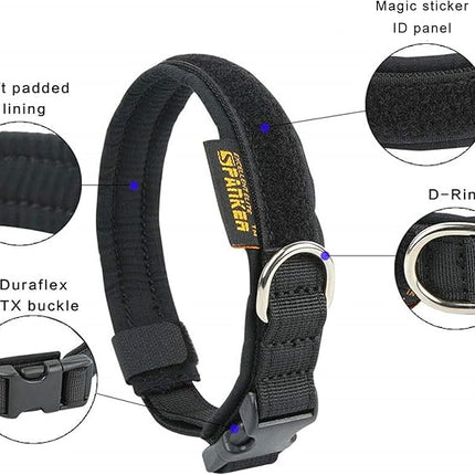EXCELLENT ELITE SPANKER Nylon Puppy Dog Collar Adjustable Soft Padded Collar Heavy Duty Quick-Release Buckle Lightweight No-Choke for Small Medium Dogs(BLK,S)