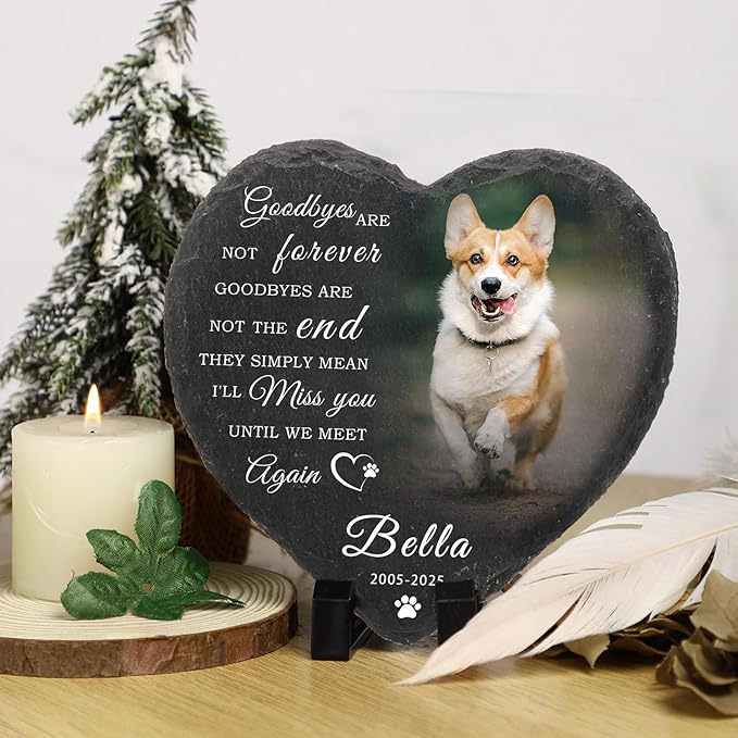Dog Memorial Gifts for Loss of Dog Cat,Personalized Pet Memorial Stone with Photo Name,Custom Pet Remembrance Gifts,Cat Memorial Sympathy Gift,Dog Passing Away Gifts,Memorial Plaques for Dogs