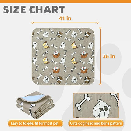 KOOLTAIL Washable Pee Pads for Dogs, 2 Packs Super Absorbent Leakproof & Non-Slip Dog Pee Pad Extra Large, Reusable Puppy Training Pads Waterproof, Pet Mat Rug for Whelping,Floor,Crate,Cats, 36"x41"