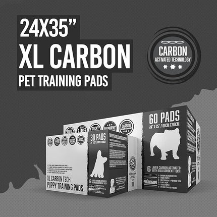 Bulldoglogy Carbon Black XL Dog Pee Pads for Extra Large Dogs with Adhesive Sticky Tape - Extra Large Charcoal Housebreaking Dog Pee Pads Disposable (24x35) (40-Count, Black)