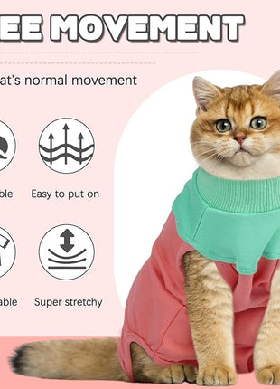 Cat Recovery Suit Female, Breathable Onesie After Surgery Female for Abdominal Wounds or Skin Diseases, Anti-Licking Full Body Cat Surgery Recovery Suit, E-Collar Alternative Wear