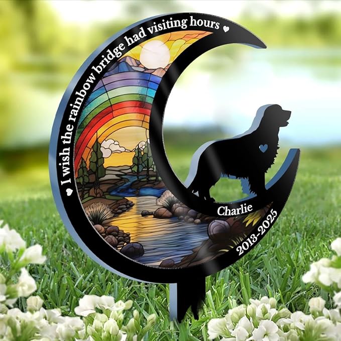 Pawfect House Custom Stain Glass Style Acrylic Garden Stake, Personalized Pet Memorial Sympathy Gifts for Dogs, I Carry Your Love Wherever I Go, Loss of Dog Sympathy Gift, Decorative Garden Stakes