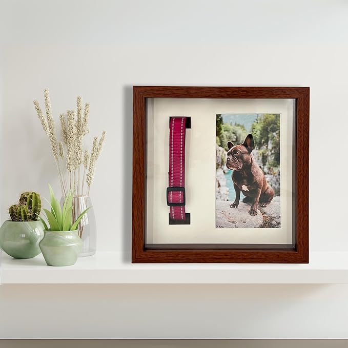 Pet Memorial Dog Picture Frame, 4 Customizable Displays, 9x9, Paw Print Kit for Dogs, Pet Memorial Gift for Dogs, Loss of Dog Sympathy Gift, Pet Paw Print Impression Kit (Brown)