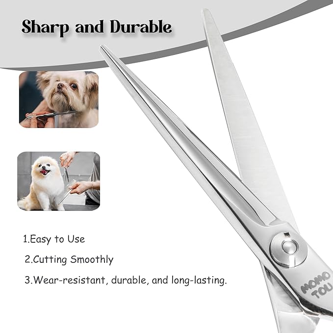 Dog Grooming Scissors 5 inch Small Straight Scissors Super Light Professional 440C Stainless Steel Pet Shears for Trimming Face and Paws Nose Ear Easy Use.