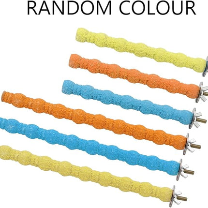 Hypeety Wood Perch Stand Paw Grinding Stick Toy Colorful Pet Bird Cage Stand Platform for Bird Parrot Budgies Parakeet Cockatiels Cage Accessories (Random Color) (7in / 18cm)