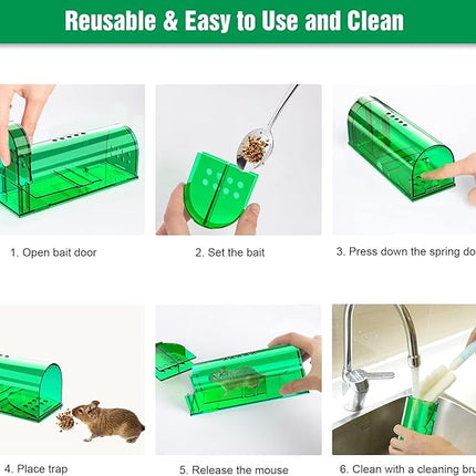 6 Pcs Humane Mouse Traps Indoor for Home, Live Mouse Trap, Reusable Mice Trap Catcher for House & Outdoors