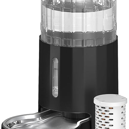 CZPET Automatic 4L Filter Dog and Cat Water Dispenser with Stainless Steel Bowl Gravity Waterer,Large Capacity and Drinking Area Noise-Free for Pets (Black)