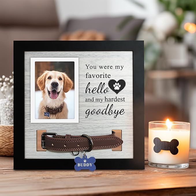 Dog Loss Gifts,Pet Memorial Frame with Collar Holder,Dog and Cat Collar Memorial Frame,Pet Memorial Gift for Dogs,Pets Loss Sympathy Gift for Pet Lover,Dog Moms-HG