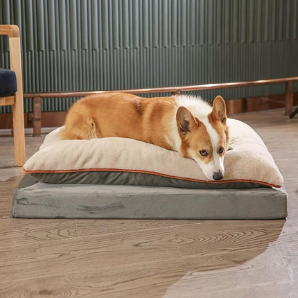 Amazon Basics Dog Bed with Cooling Gel Memory Foam, Pressure-Relief Support for Dogs up to 120lbs, Non-Slip Bottom, Machine Washable Cover, Giant Sized (48" x 36"), Grey