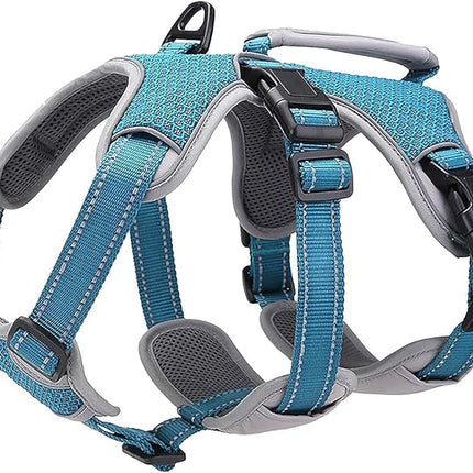BELPRO Multi-Use Support Dog Harness, Escape Proof No Pull Reflective Adjustable Vest with Durable Handle, Dog Walking Harness for Big/Active Dogs (Blue, XL)