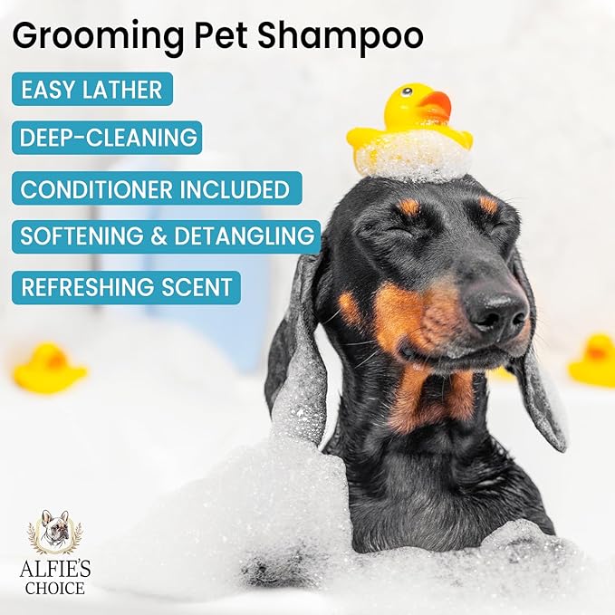 Dog Shampoo and Conditioner Set for Itchy Skin, Allergies & Odor – 2-in-1 Calming Formula with Lavender, Rosemary & Biotin – Moisturizing & Detangling – Safe for Puppies & All Breeds – 16 oz x 2