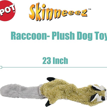 SPOT Skinneeez Raccoon 23 Inch Stuffing-Free Dog Toy – Soft Plush Tug Toy with Two Squeakers for Medium and Large Dogs – Mess-Free Interactive Chew Toy