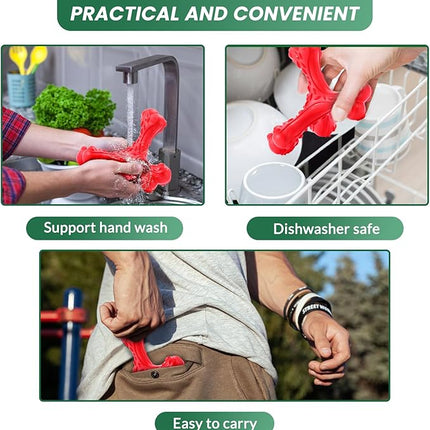 Dog Chew Toys for Aggressive Chewers Large Breed,Indestructible Bones Toy，Durable Cleaning Toothbrush Natural Rubber Dog Toys… (Red)