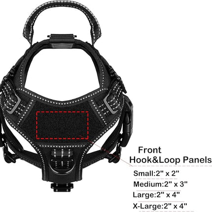 ICEFANG Tactical Dog Harness, Small Size,2X Metal Buckle,Working Dog MOLLE Vest with Handle,No Pulling Front Leash Clip,Hook and Loop Panel (Black,S (Pack of 1))