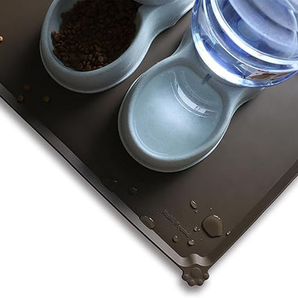 Hoki Found Large Silicone Pet Food Mats Tray - Non Slip Pet Dog Cat Bowl Mats Placemat - Dog Pet Cat Feeding Mat - Waterproof Dog Cat Food Mats -Pet Water Mats for Floors - Coffee