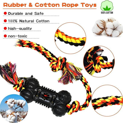 Yipetor Durable Dog Chew Toys 6 Pack, Cotton Rope Rubber Dog Toys,Convex Design for Puppy Small Medium Dogs Chew, Tug of War, Fetching, Puppy Teething Toy for Boredom, Gift