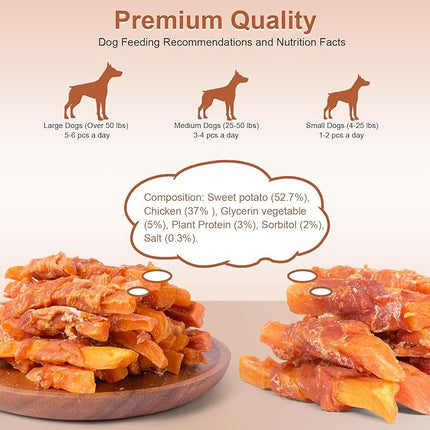 Dog Treats Chicken Wrapped Sweet Potato Dog Snacks, Puppy Training Snacks, Rawhide Free Treats 1lb/454g