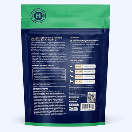 Honest Paws (90 Count) Dog Multivitamin Soft Chews with 10 Essential Vitamins - Joint, Coat, Immune, Eye & Heart Support - with Glucosamine, Chondroitin & Omega-3 - Beef Flavor