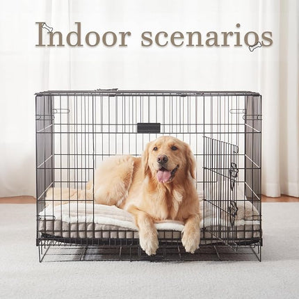 Dog Bed for Large Dogs, Dog Mattress with Pillow for Crate Kennel, Sofa pet Bed, Super Soft pet Bed for Medium, Jumbo, Small Dogs Breeds (Beige, XX-Large:(46"x30"x4")