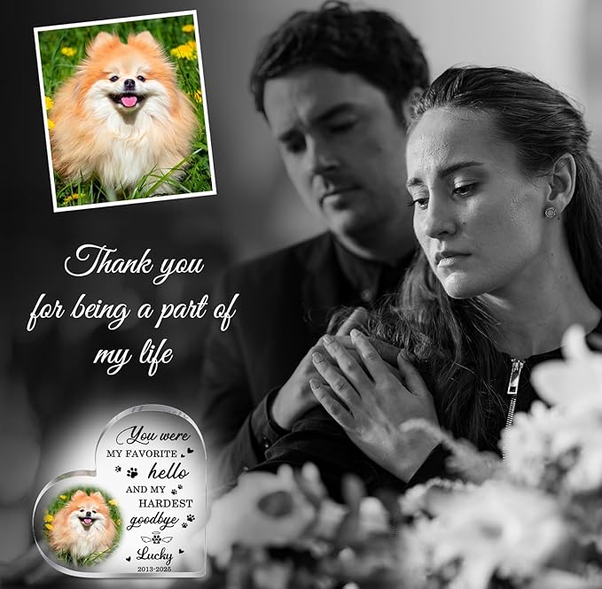 Pet Memorial Gifts for Dogs, Custom Dog Memorial Plaque, Pet Loss Sympathy Gift, Cat Memorial Gifts for Loss of Cat, Personalized Dogs Heart Shaped Acrylic Plaque Keepsake, Dog Passing Away Gifts