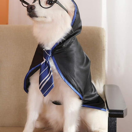 Halloween Dog Costume Wizard Pet Shirt Funny Cat Clothes for Dogs Cats Clothing Outfits with Glasses (Large,Blue)