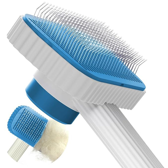 Cat brush, Cat Brush for Long or Short Haired Cats, Remove Loose Fur and Mats, Rounded Pins Reduces Painful Pulling, Not for Tangle and Curly Fur, Azure