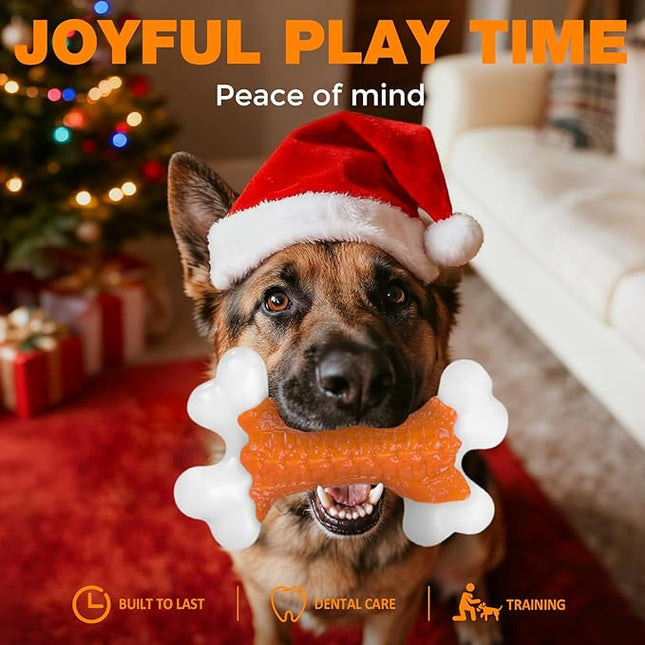 10-Pack Dog Toys for Aggressive Chewers Large Breed, Tough Bones, Nylon Puppy Teething Chew Toys Medium Dogs, Heavy Duty Peanut Butter Flavor Toys