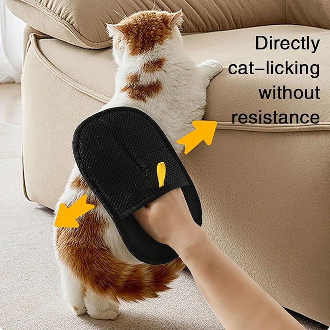 3 Pack Pet Hair Removal Gloves - Reusable Electrostatic Pet Hair Remover Glove for Cats & Dogs, Double-Sided Magic Grooming Glove for Furniture, Car Seats, Carpets & Clothing (3Pcs-Black)