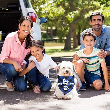 Big Brother Dog Bandana, Plaid Pregnancy Announcement Dog Bandanas for Dogs (Blue, Big Brother)