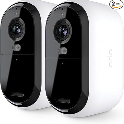 Arlo Essential Security Camera 2K | Outdoor-Indoor | 2nd Gen | Wireless with Spotlight, 2-Way Audio, Color Night Vision, Live Stream, Motion Activation, Real Time Notifications - White, 2 Camera
