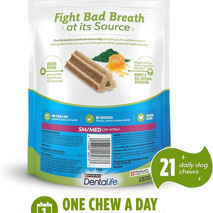 DentaLife ActivFresh Dog Chews for Small and Medium Dogs 20-40 lbs., Dental Chews to Freshen Breath, Chicken Flavor, 15.5 oz., 21 Chews - 21 ct. Pouch