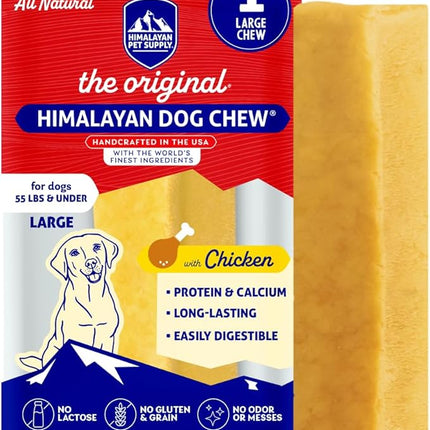 Himalayan Dog Chew Original Yak Cheese Chew, Chicken, 1 Large Stick, 3.3 oz, Gluten Free, Healthy Treats, Grain & Lactose Free 100% Natural, Long Lasting Chews for s Under 55 lbs
