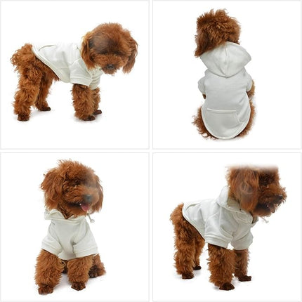Lovelonglong Blank Basic Hoodie Sweatshirt for Dogs 100% Cotton Fits Small Medium Dachshund Large Dog Off White XL