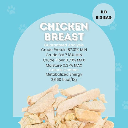 hotspot pets Freeze Dried Chicken Treats for Cats & Dogs -1LB Big Bag- Made in USA - Single Ingredient - Resealable Bag, All Natural Grain-Free (Chicken Breast)- Perfect for Training, Topper or Snack