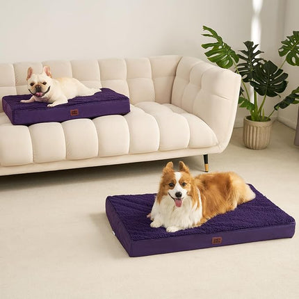 EHEYCIGA Orthopedic XXL Dog Beds for Jumbo Dogs with Removable Washable Cover for Crate, Purple, 47x29