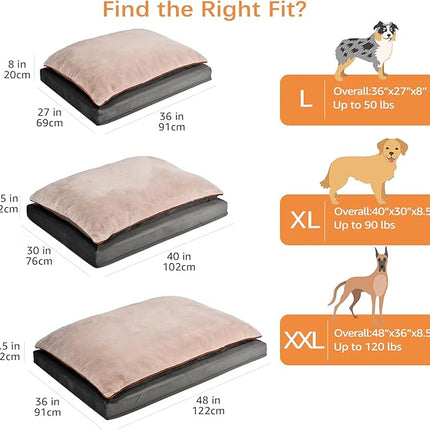 Amazon Basics Dog Bed with Cooling Gel Memory Foam, Pressure-Relief Support for Dogs up to 90lbs, Non-Slip Bottom, Machine Washable Cover, Extra Large Sized (40" x 30"), Grey