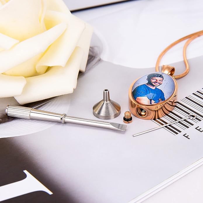 Farfume Personalized Pet Urn Necklace for Dog Cat Ashes Cremation Pet Memorial Customized Photo Text Engraving Pendant Keepsake Funeral Jewelry