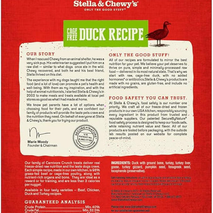 Stella & Chewy's Freeze-Dried Raw Dog Treats - Carnivore Crunch for Training - Natural Limited Ingredient, Grain-Free - Perfect for Picky Eaters - Duck Recipe - 3.25 oz Bag