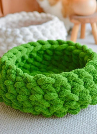 Cat Nest Bed – Premium Handwoven Washable Extra Soft Round Cave House for Indoor Kitten & Kitty, Small & Large (LGreen,Large)